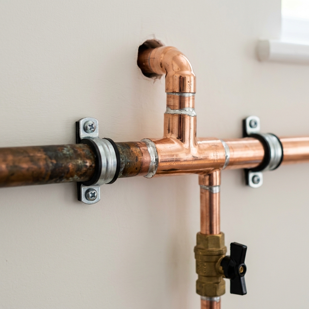 After: Pipe replacement and wall restoration