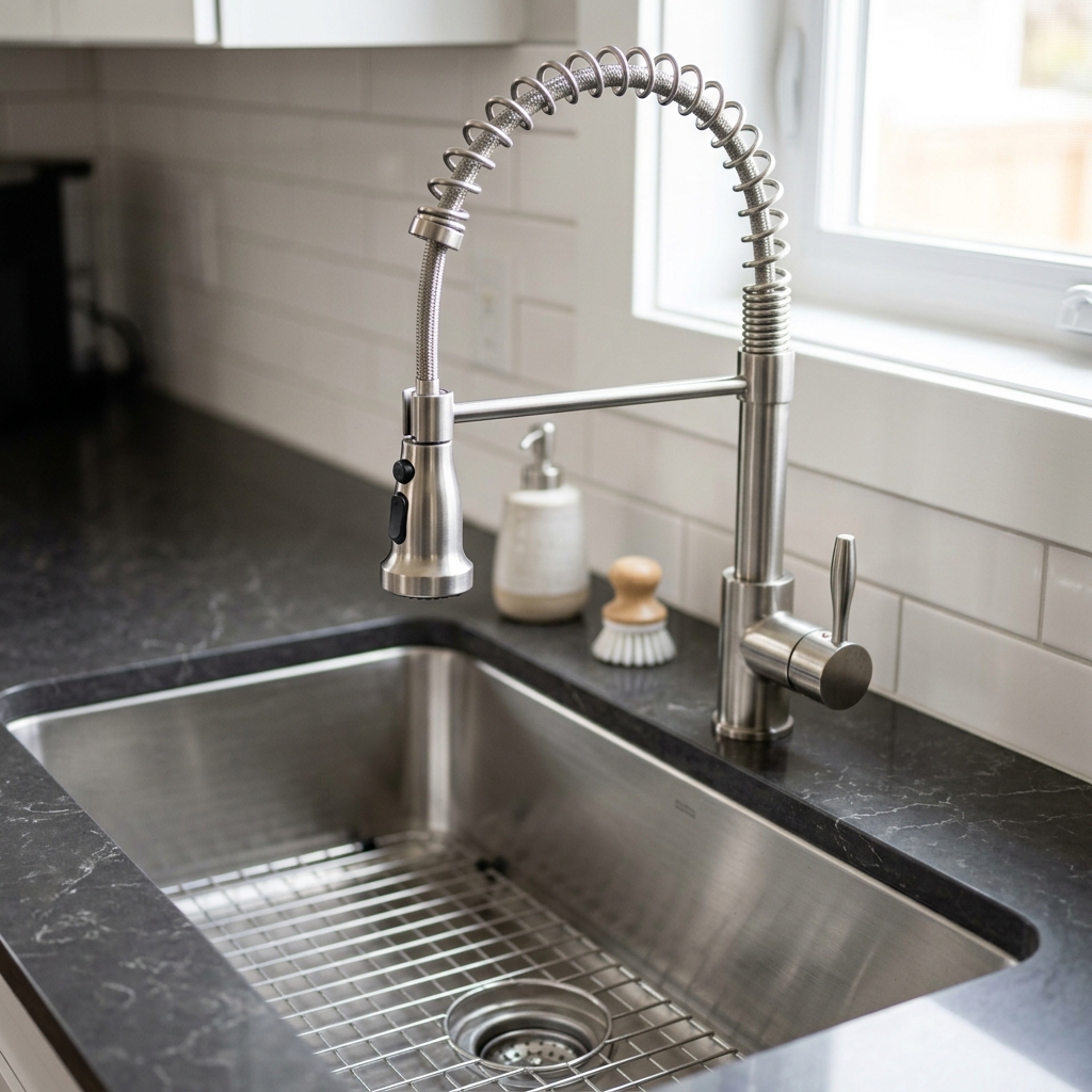 After: Brand new kitchen faucet