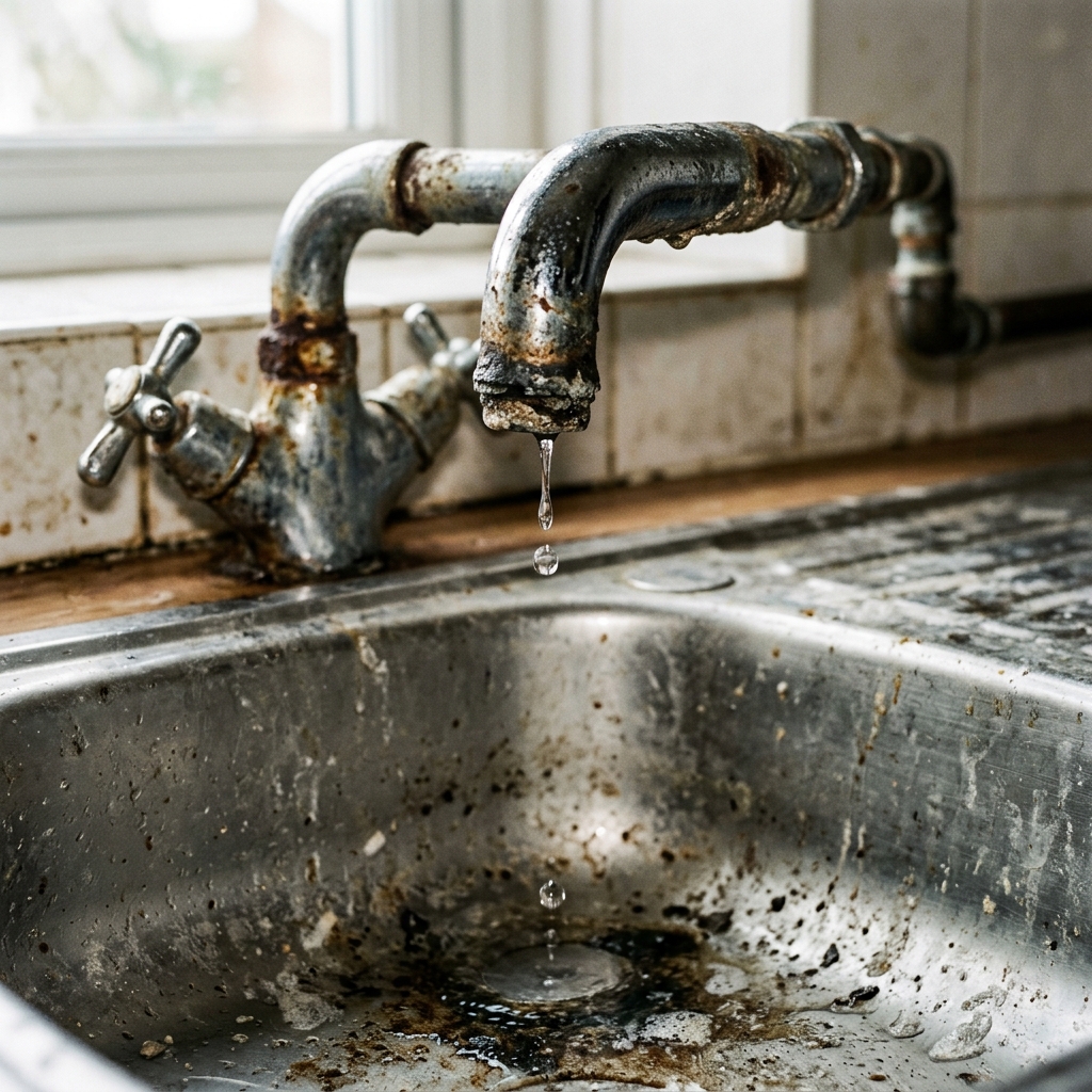 Before: Leaking kitchen faucet