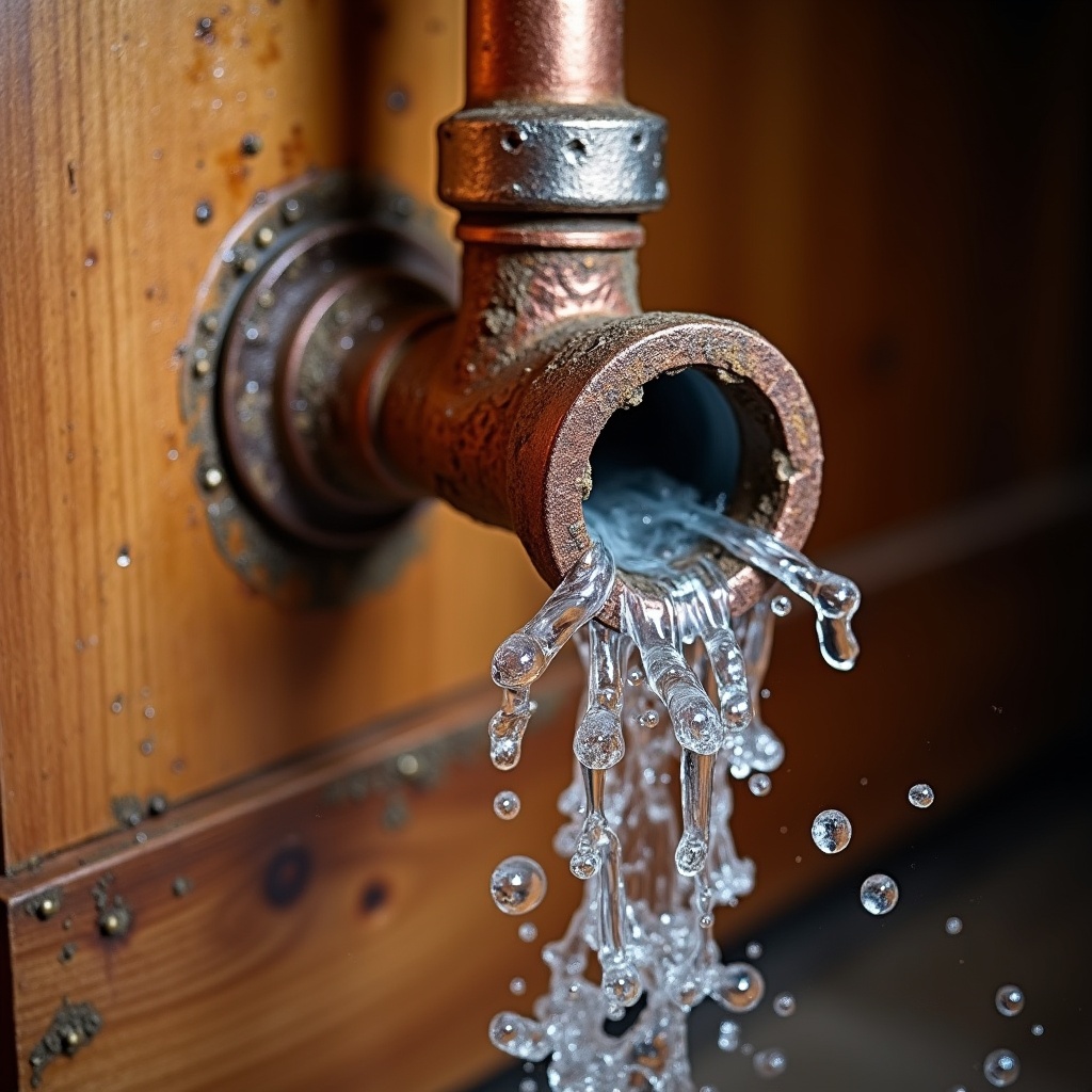 Burst pipe causing water damage