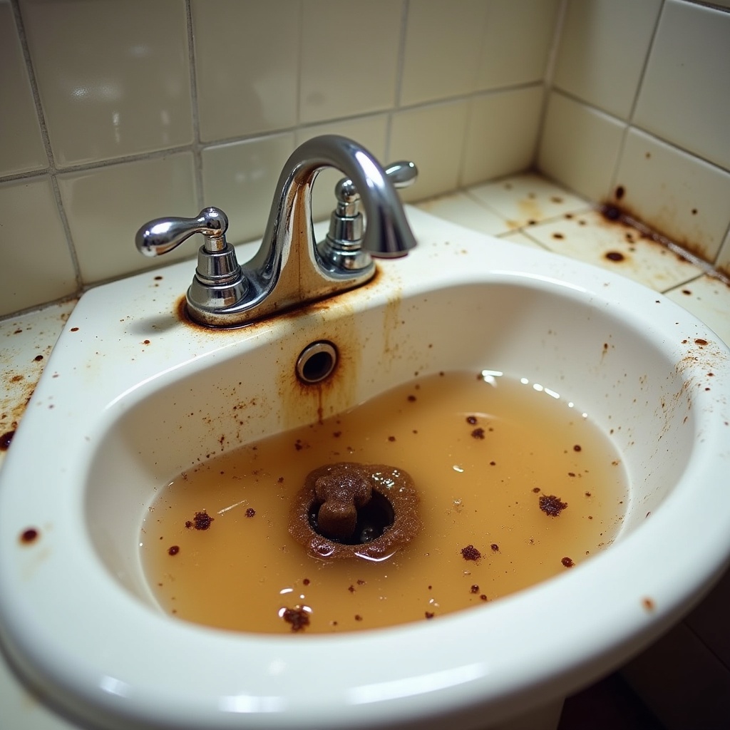 Backed up drain and overflowing water